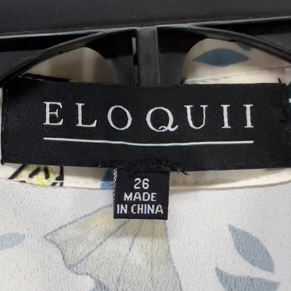 Eloquii Blouse Size 26 White Multicolor Mushroom Flower Button Up Whimsical Top - Picture 9 of 11